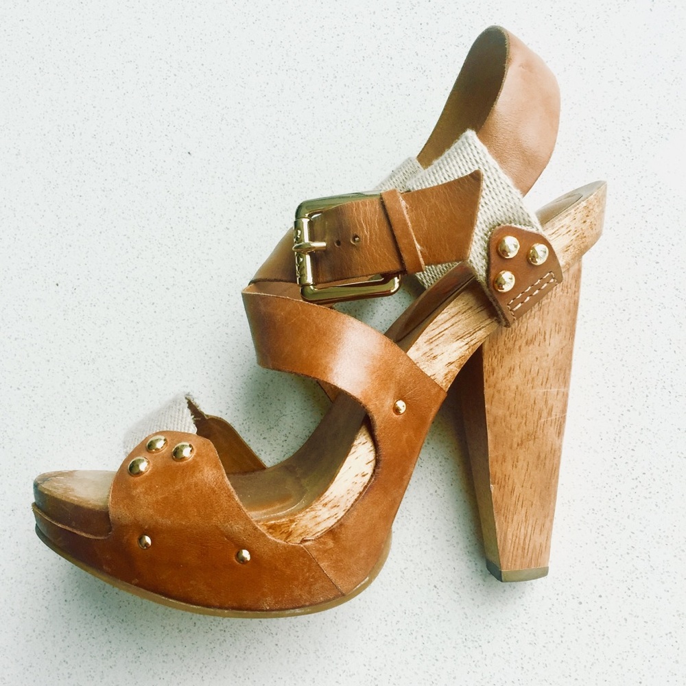 Michael Kors Wooden Heel Platform Sandals